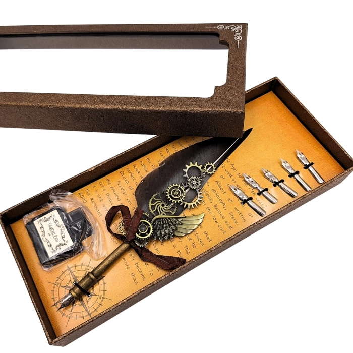 Zestaw do Kaligrafii Retro z Piórem Gęsim i 6 Stalówkami